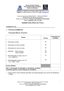 Dep. de Fund. Ciência da Nutrição - Concursos