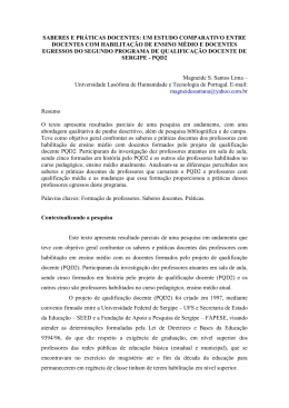 saberes e pr&aacute;ticas docentes: um estudo comparativo entre docentes