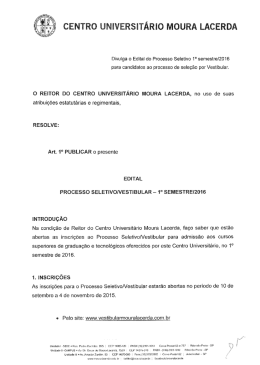 Edital Vestibular 2016/1 - Processo Seletivo Moura Lacerda 2015