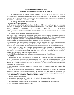 EDITAL DE 6 DE NOVEMBRO DE 2009 CONCURSO DE