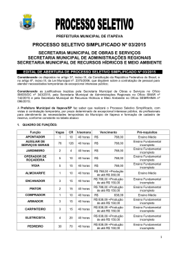 PROCESSO SELETIVO SIMPLIFICADO N&ordm; 03/2015