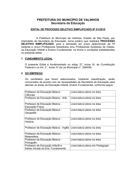 EDITAL DE PROCESSO SELETIVO SIMPLIFICADO Nº