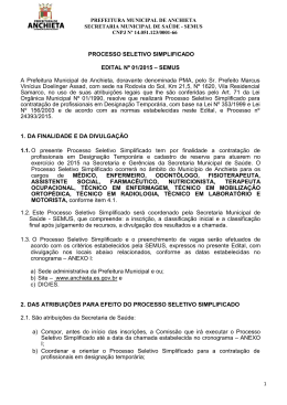 PROCESSO SELETIVO SIMPLIFICADO EDITAL N&ordm;