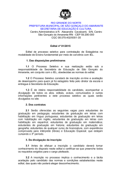 Edital nº 01/2015 Edital de processo seletivo para contratação de
