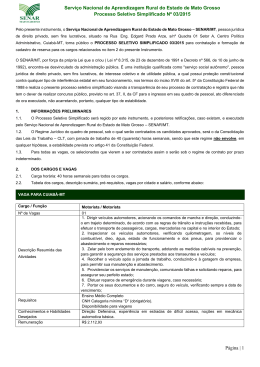 Processo Seletivo Simplificado 03/2015