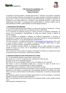 PREFEITURA DE GUABIRUBA&ndash; SC PROCESSO SELETIVO