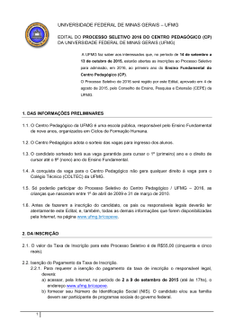 Edital do Processo Seletivo - Universidade Federal de Minas Gerais