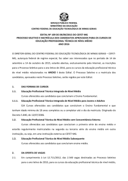 EDITAL N&ordm; 109 DE 09/09/2015 DO CEFET-MG