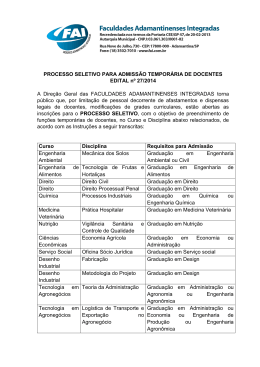 Processo Seletivo para Admiss&atilde;o Tempor&aacute;ria de Docentes