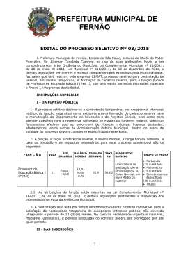 Edital do Processo Seletivo nº 03/2015