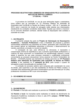 PROCESSO SELETIVO PARA ADMISSÃO DE