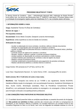 Anexo I - Descritivo processo seletivo para Assistente