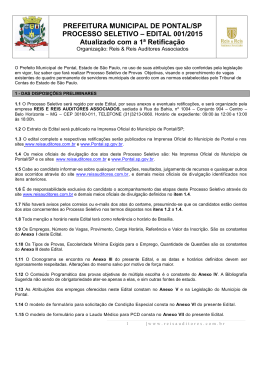 PREFEITURA MUNICIPAL DE PONTAL/SP PROCESSO SELETIVO