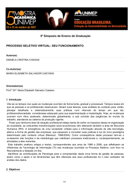 5&ordm; Simposio de Ensino de Gradua&ccedil;&atilde;o PROCESSO SELETIVO