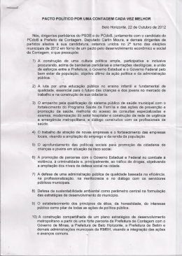 PACTO POLÍTICO POR UMA CONTAGEM CADA VEZ MELHOR