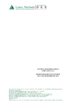 Demonstra&ccedil;&otilde;es Financeiras 2011, acompanhadas de parecer de