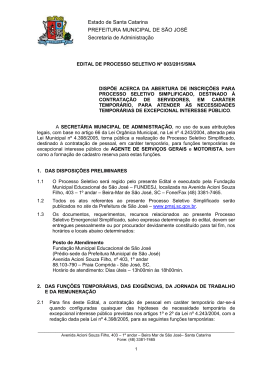 Edital - Prefeitura Municipal de S&atilde;o Jos&eacute;