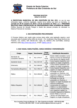Estado de Santa Catarina Prefeitura de S&atilde;o Crist&oacute;v&atilde;o do Sul