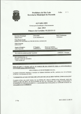 Prefeitura de S&atilde;o Luis ` Folha: 1/ 1 Secretaria