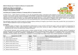 EDITAL para 3&ordm; Cadastro de Reserva: 2&ordm; semestre 2015