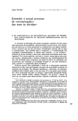 Entender o actual processo de &laquo;terciariza&ccedil;&atilde;o&raquo;: das