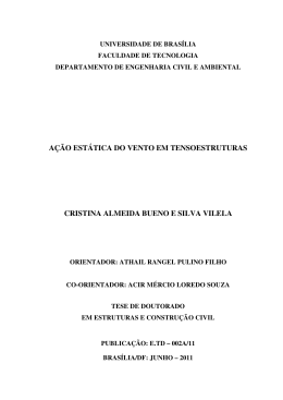 ação estática do vento em tensoestruturas cristina almeida bueno e