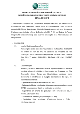 EDITAL DE SELEÇÃO PARA ADMISSÃO DOCENTE EXERCÍCIO
