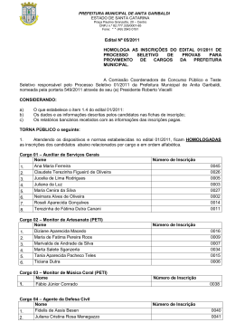 homologa&ccedil;&atilde;o das inscri&ccedil;&otilde;es