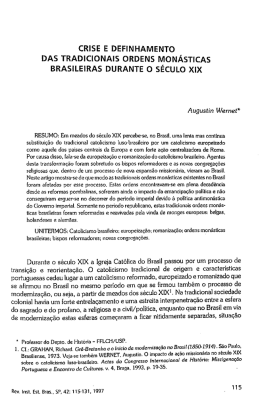 crise e definhamento das tradicionais ordens mon&aacute;sticas brasileiras