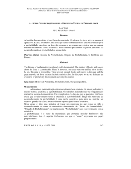 Algumas Considera&ccedil;&otilde;es sobre a Origem da Teoria da Probabilidade