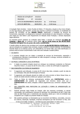 1 PEDIDO DE COTA&Ccedil;&Atilde;O PEDIDO DE COTA&Ccedil;&Atilde;O N&ordm; 019/2010