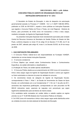 Instru&ccedil;&otilde;es Especiais SE n&ordm; 01/2012