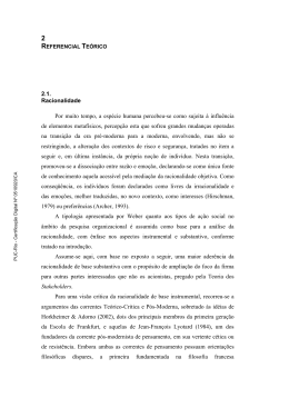 2.1. Racionalidade Por muito tempo, a esp&eacute;cie humana