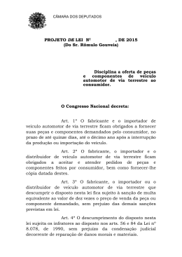 (Do Sr. R&ocirc;mulo Gouveia) Disciplina a oferta de pe&ccedil;as e