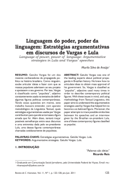 Estrat&eacute;gias argumentativas em discursos de Vargas e Lula