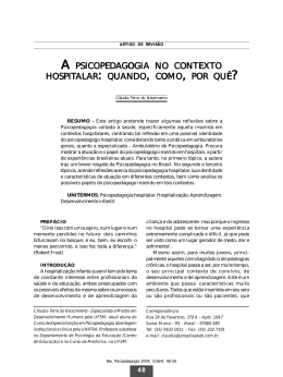 A PSICOPEDAGOGIA NO CONTEXTO HOSPITALAR - ABPp-RS