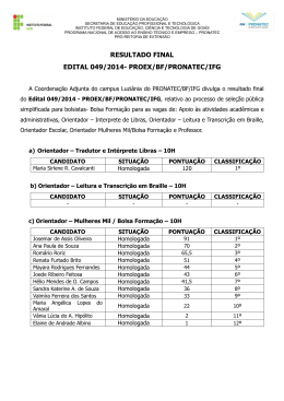RESULTADO FINAL EDITAL 049/2014