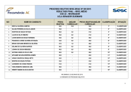 PROCESSO SELETIVO SESC-DR/AC N&ordm; 001/2015