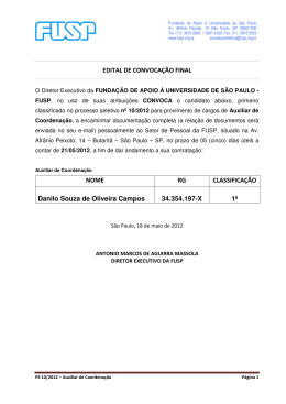 EDITAL DE CONVOCA&Ccedil;&Atilde;O FINAL NOME RG CLASSIFICA&Ccedil;&Atilde;O