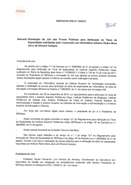 Despacho de Nomeação do Júri - Instituto Superior Politécnico Gaya