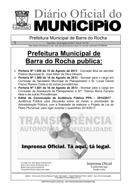 Prefeitura Municipal de Barra do Rocha publica:
