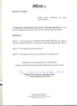 Dispõe sobre exoneração de cargo comissionado. A PREFEITA