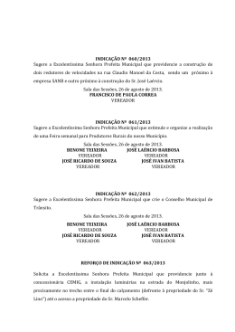 INDICA&Ccedil;&Atilde;O N&ordm; 060/2013 Sugere a Excelent&iacute;ssima Senhora Prefeita