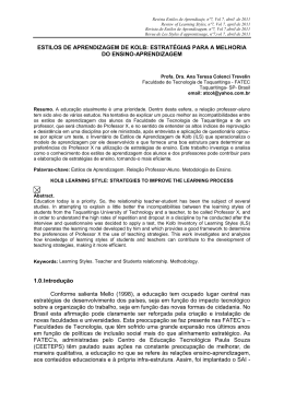 ESTILOS DE APRENDIZAGEM DE KOLB: ESTRAT&Eacute;GIAS