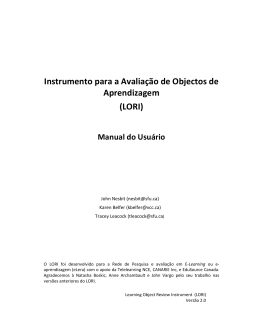 Instrumento para a Avalia&ccedil;&atilde;o de Objectos de Aprendizagem (LORI)