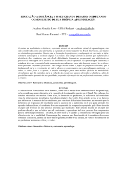 educa&ccedil;&atilde;o a dist&acirc;ncia e o seu grande desafio: o educando