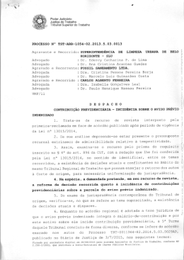 Despacho TST - TRT da 3&ordf; Regi&atilde;o