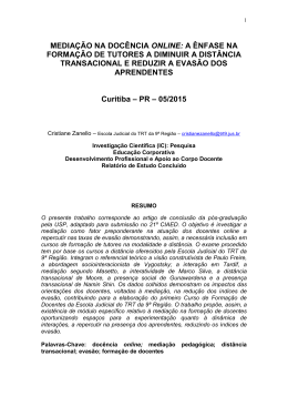 mediação na docência online: a ênfase na formação de