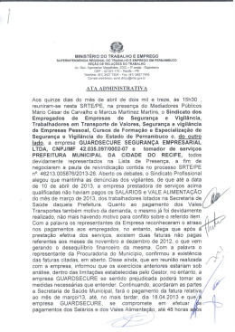 ATA SRTE Guardsecure, Prefeitura do Recife x SINDESV-PE