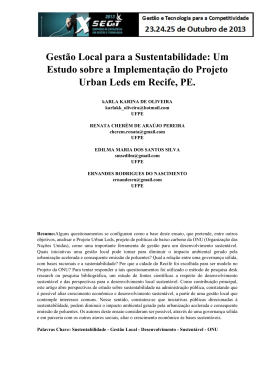 Gest&atilde;o Local para a Sustentabilidade: Um Estudo sobre a